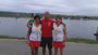 María de las Mercedes Cobos Téllez, Jorge Cinto Humbría y Blanca Arroyo Martín en el  ICF World Canoe Sprint Master 2015 celebrado en  Momtemor o Velho (Portugal) el 18 y 19 de julio del 2015.